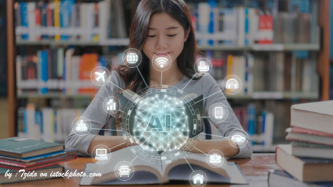 AI in Education by Tzido (https://www.istockphoto.com/id/portfolio/Tzido?mediatype=photography) on iStock (https://www.istockphoto.com/id/foto/bentuk-otak-poligonal-kecerdasan-buatan-dengan-berbagai-ikon-smart-city-internet-of-gm1242866654-362812512)